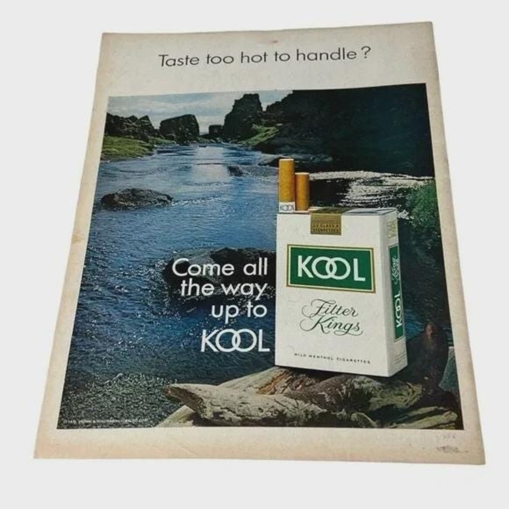 1970 Kool Cigarettes Tastes too Hot to Handle Original Vintage Print Ad